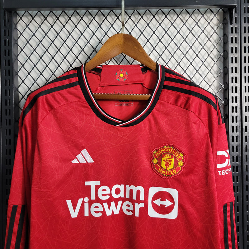 Manchester United Home 23/24 Long Sleeve Red Men's Shirt