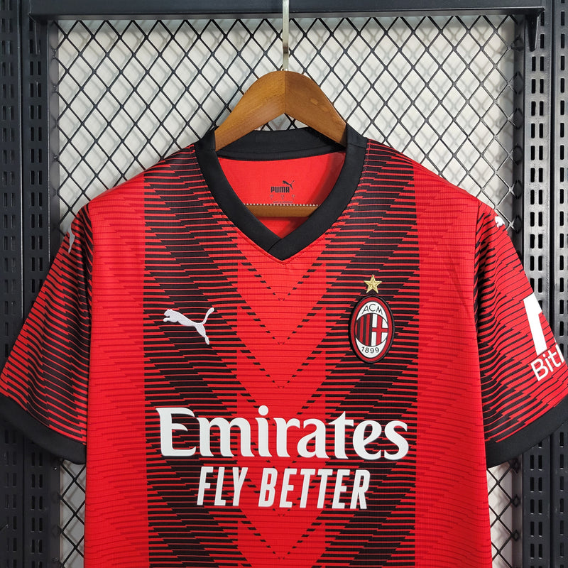 AC Milan Home 23/24 Red and Black Men's Shirt