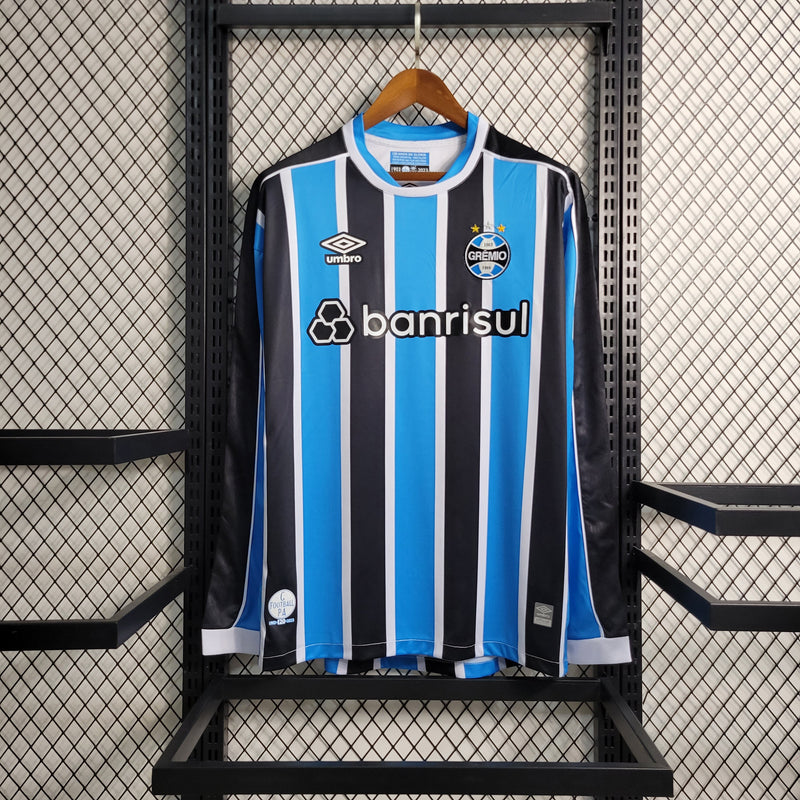 Grêmio I 23/24 Long Sleeve Blue and Black Men's Shirt