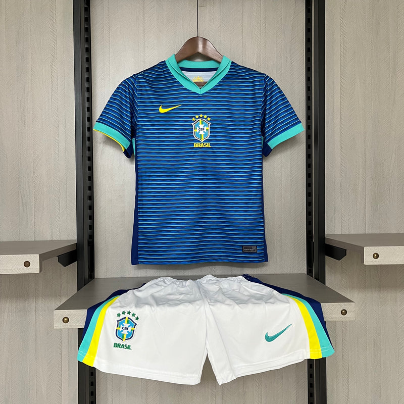 Conjunto Infantil Seleção Brasil Away 24/25 Nike - Azul