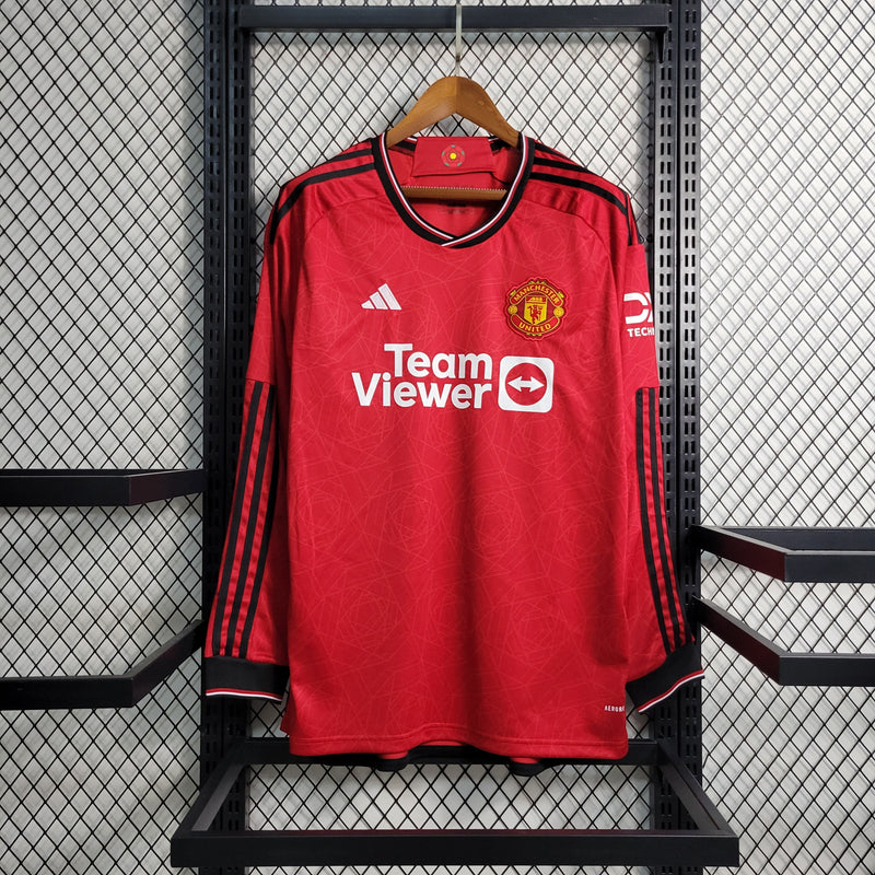 Manchester United Home 23/24 Long Sleeve Red Men's Shirt