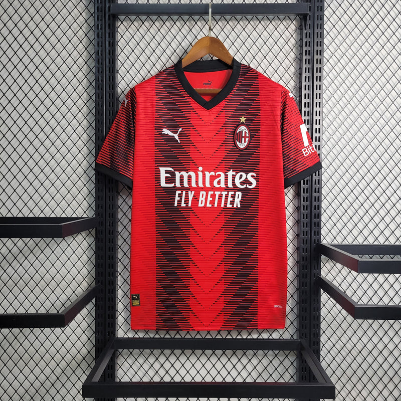 AC Milan Home 23/24 Red and Black Men's Shirt