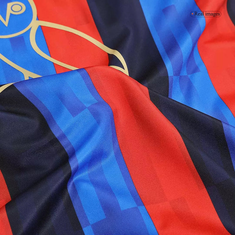 Camisa Barcelona Edição Especial Drake OVO 22/23 Vermelha e Azul Masculina