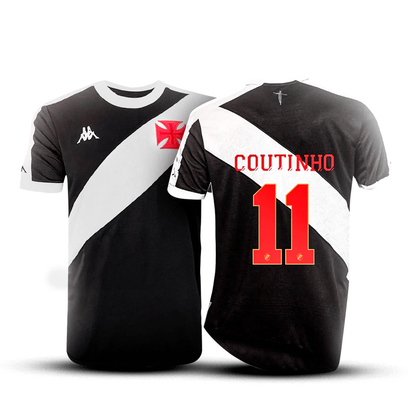 Camisa Vasco da Gama II 24/25 Torcedor Kappa Masculina - Coutinho N 11 - Preta