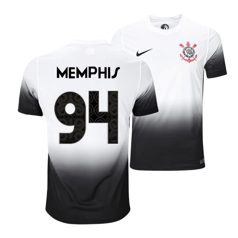 Camisa Corinthians I 2024/25 Torcedor Masculina - Branca e Preta - Memphis Depay