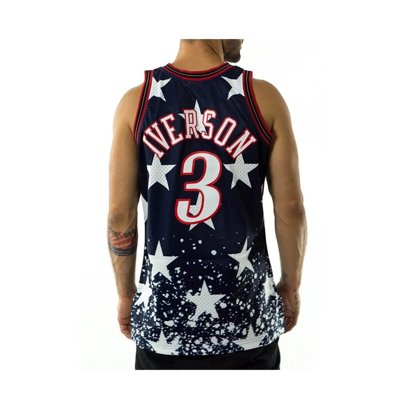 Regata Philadelphia 76ers 4th July Mitchell & Ness Hardwood Classics 97/98 Azul Masculina