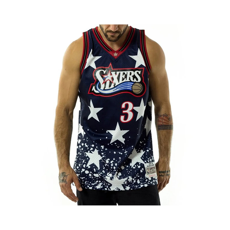 Regata Philadelphia 76ers 4th July Mitchell & Ness Hardwood Classics 97/98 Azul Masculina