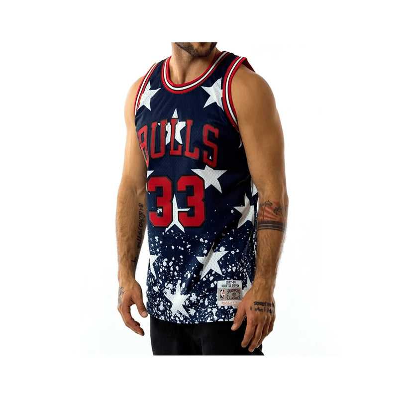 Regata Chicago Bulls 4th July Mitchell & Ness Hardwood Classics 97/98 Azul Masculina