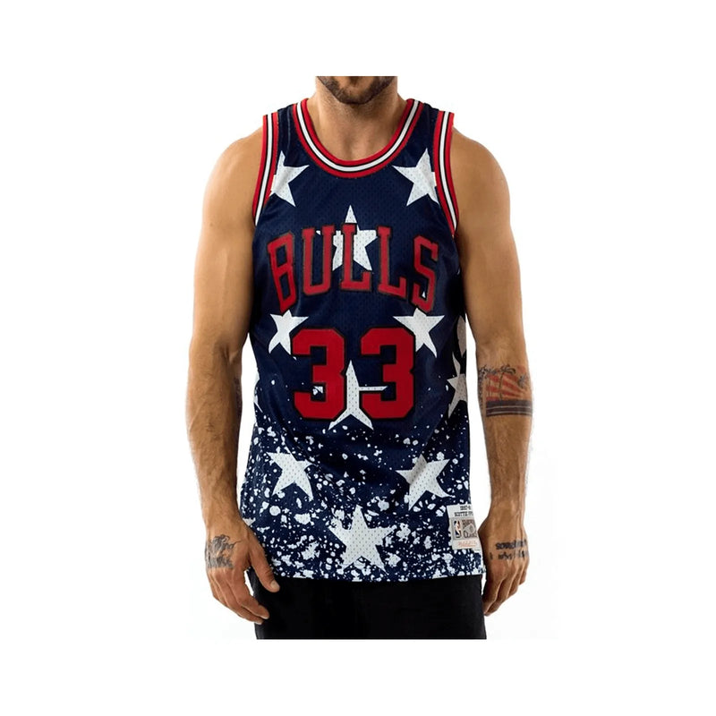 Regata Chicago Bulls 4th July Mitchell & Ness Hardwood Classics 97/98 Azul Masculina